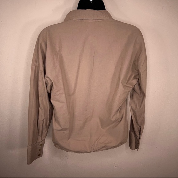 New XS Stateside Beige Tan Cotton Button Up Shirt Womens Neutral Lightweight - Picture 3 of 15